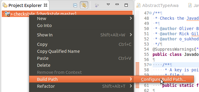 Importing and debugging in Eclipse IDE – checkstyle